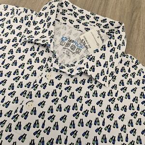 IBKUL All Over Print Bottles Golf Polo Mens 2XL Logo UPF 50+ Cooling Shirt